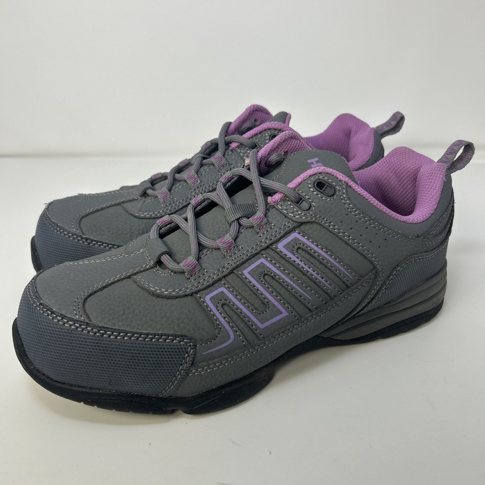 Hytest Myra Composite Toe Safety Work Shoes Women's‎ Size 8.5 Grey Purple K17322